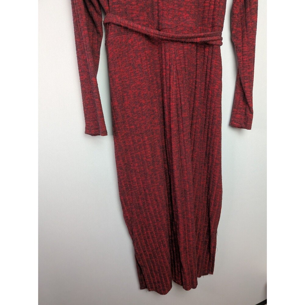 Torrid Midi Surplice Dress Size 1x 14-16 Red Knit Fabric Ribbed V Neckline Wrap - Picture 12 of 13